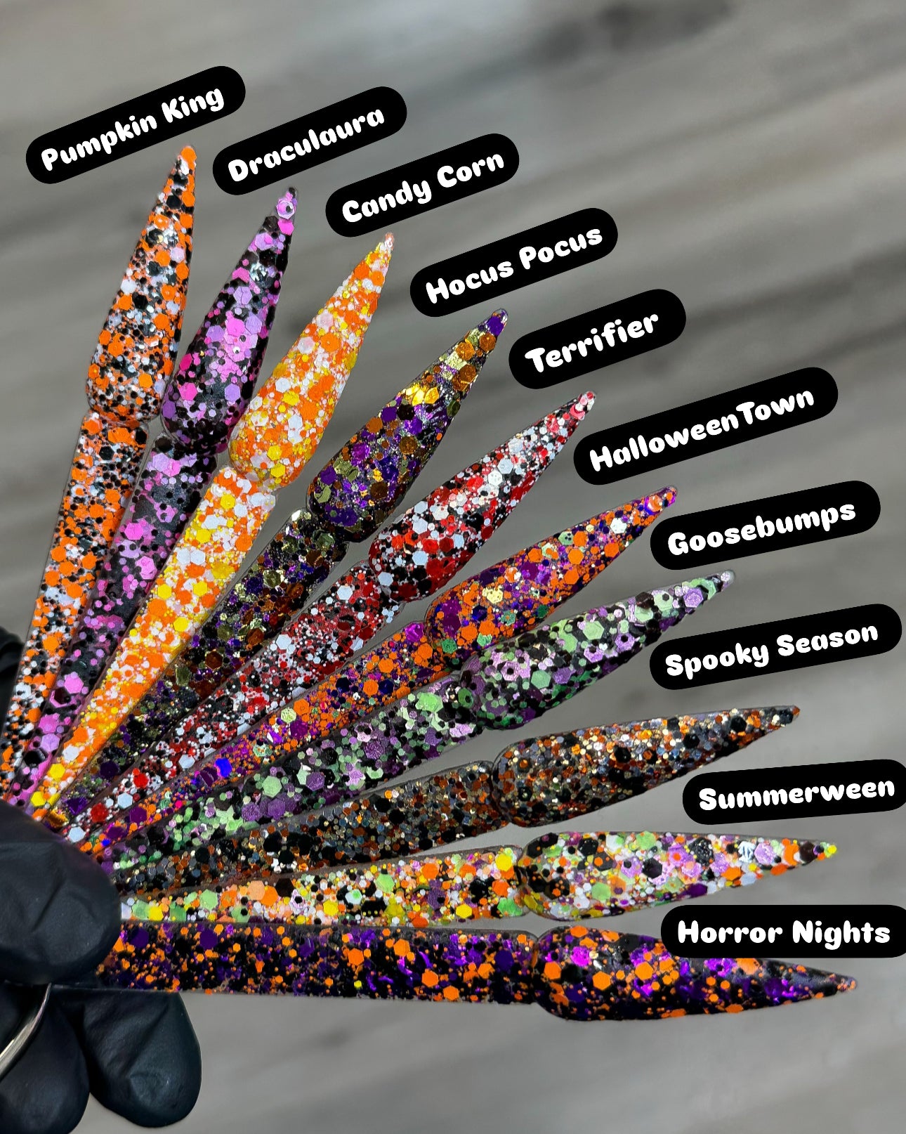 FULL COLLECTION- Halloween Glitter Acrylics